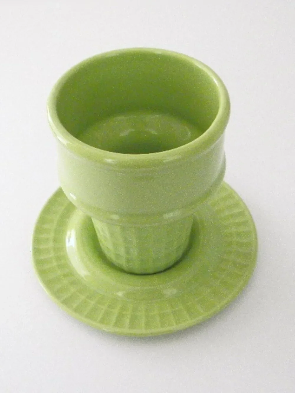 Liz Ross for BIA Ice Cream Cone Cup and Saucer Set The Monkey Peddler Green